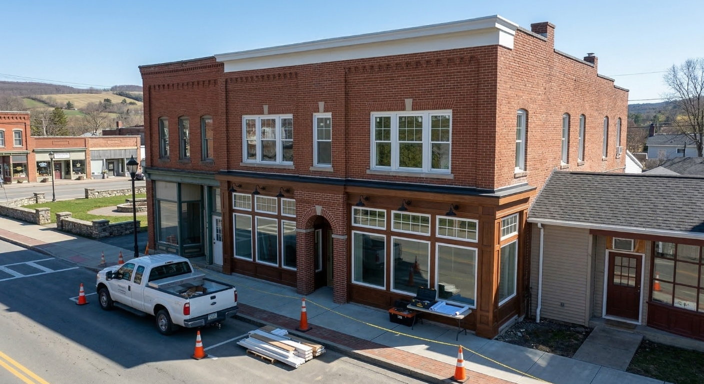 Commercial storefront renovation and contracting for a business in Moravia NY