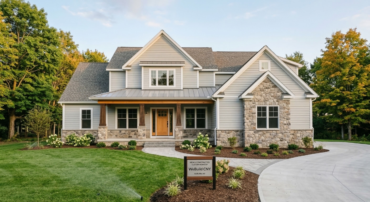 Newly constructed custom home exterior by WeBuild CNY in Auburn NY