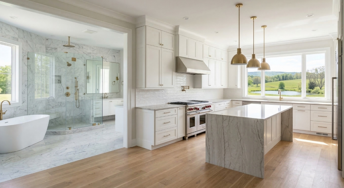 Luxury kitchen and bathroom interior remodel in Moravia, NY
