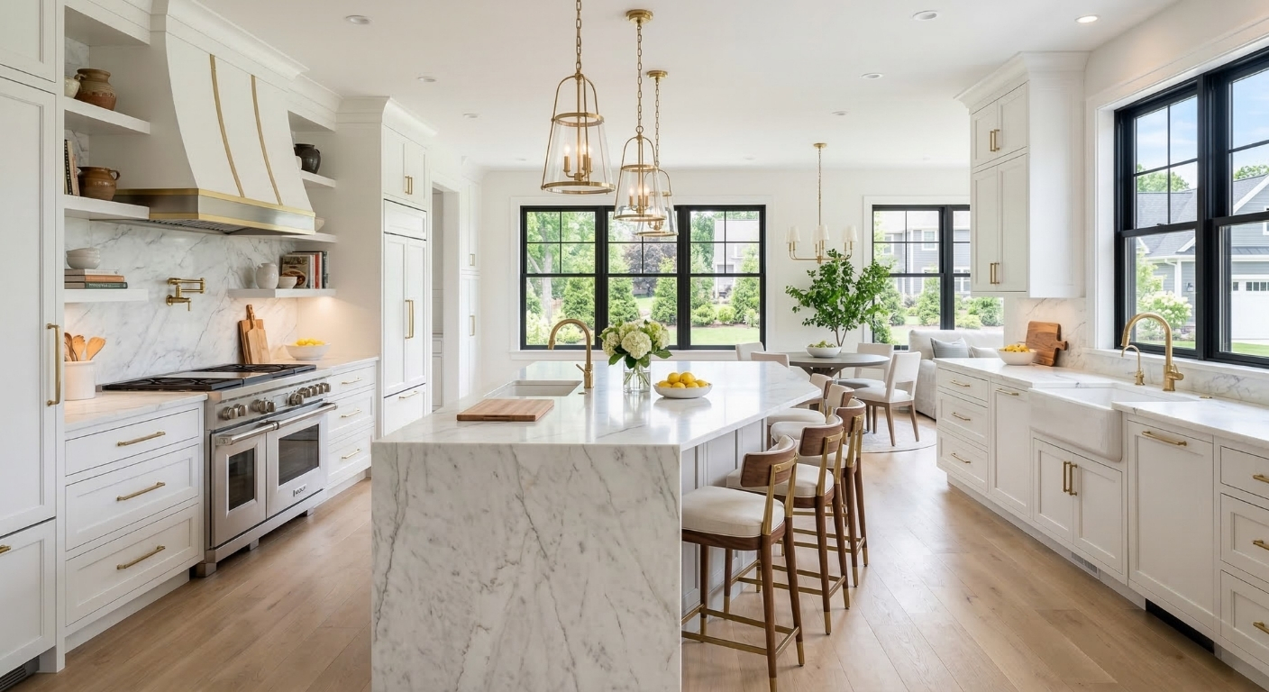 Interior remodeling contractors completing a high end kitchen renovation in Syracuse NY