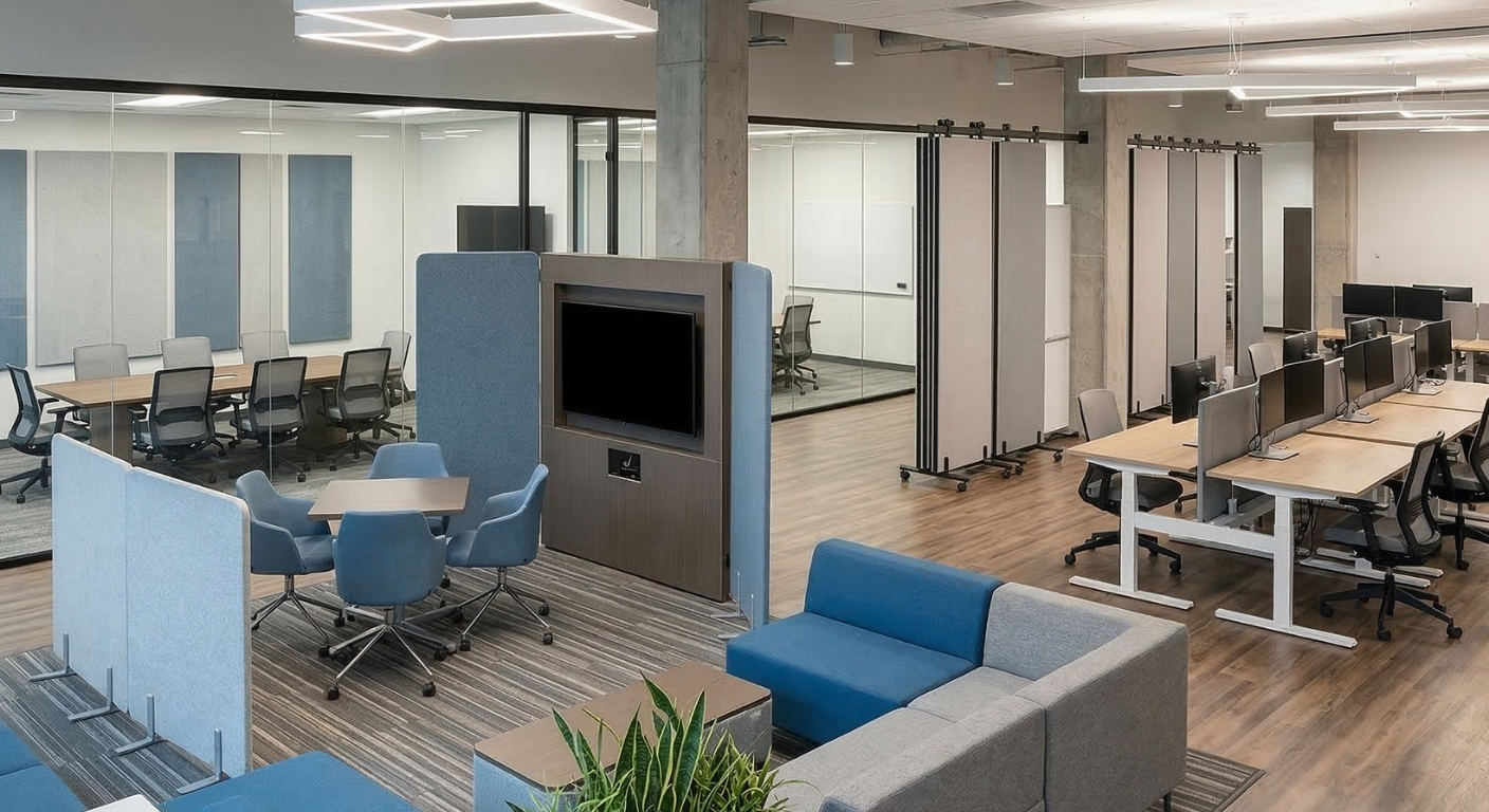 Modern office renovation and commercial floor plan reconfiguration