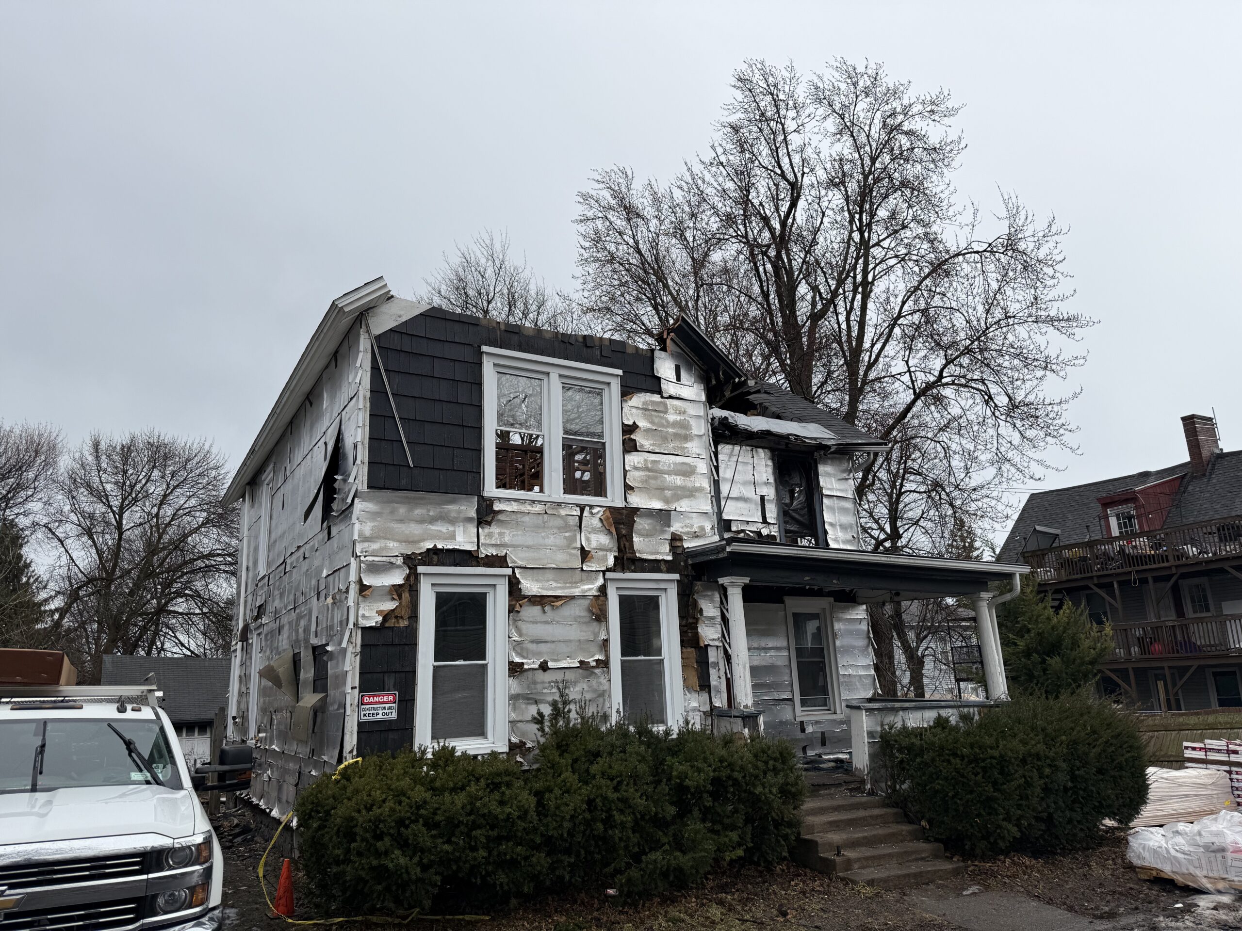 Condition of the home's framing and interior before WeBuild CNY began the extensive restoration project