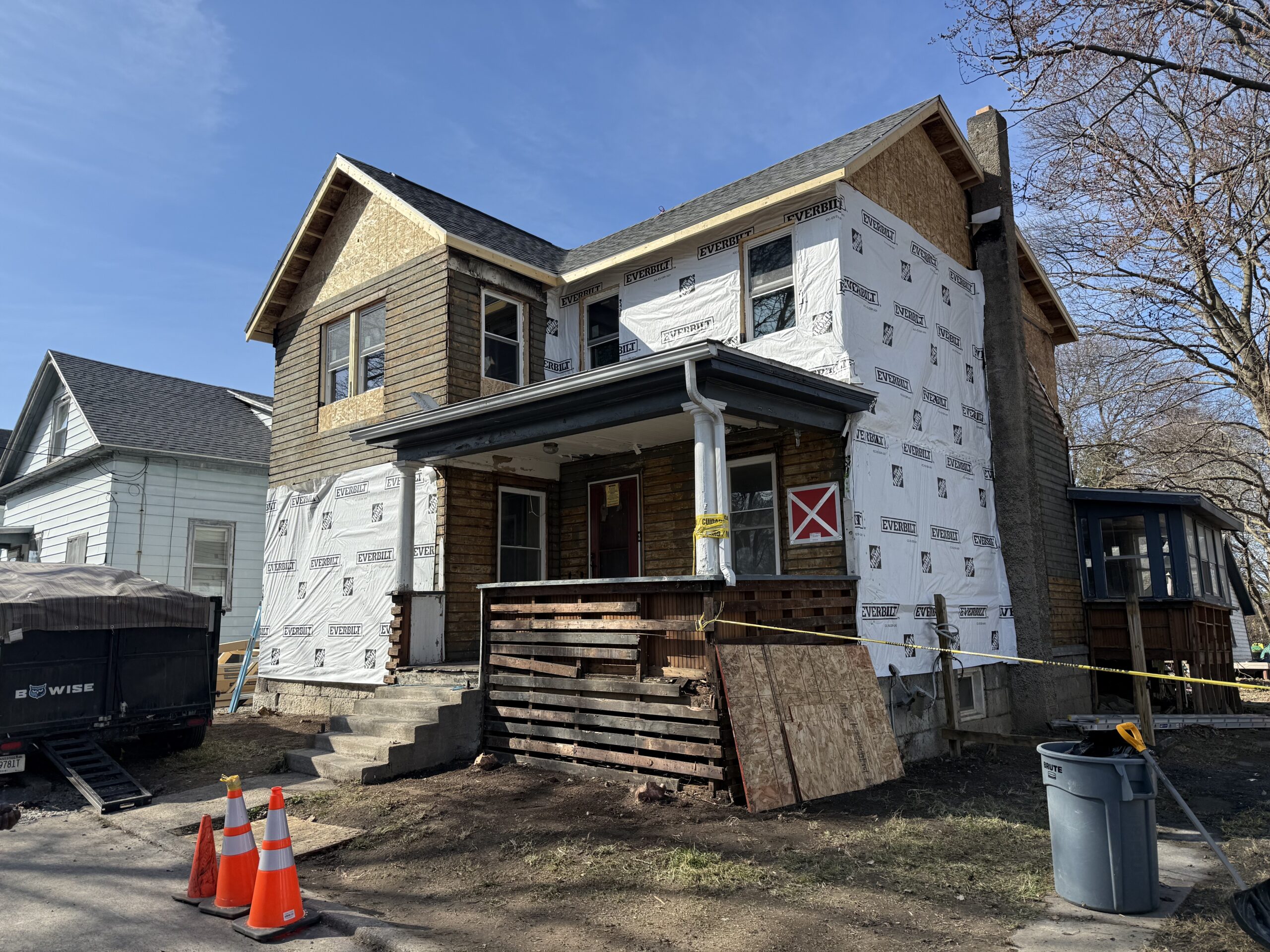 Plumbing, electrical, and HVAC rough-ins underway for the Auburn New York home rebuild