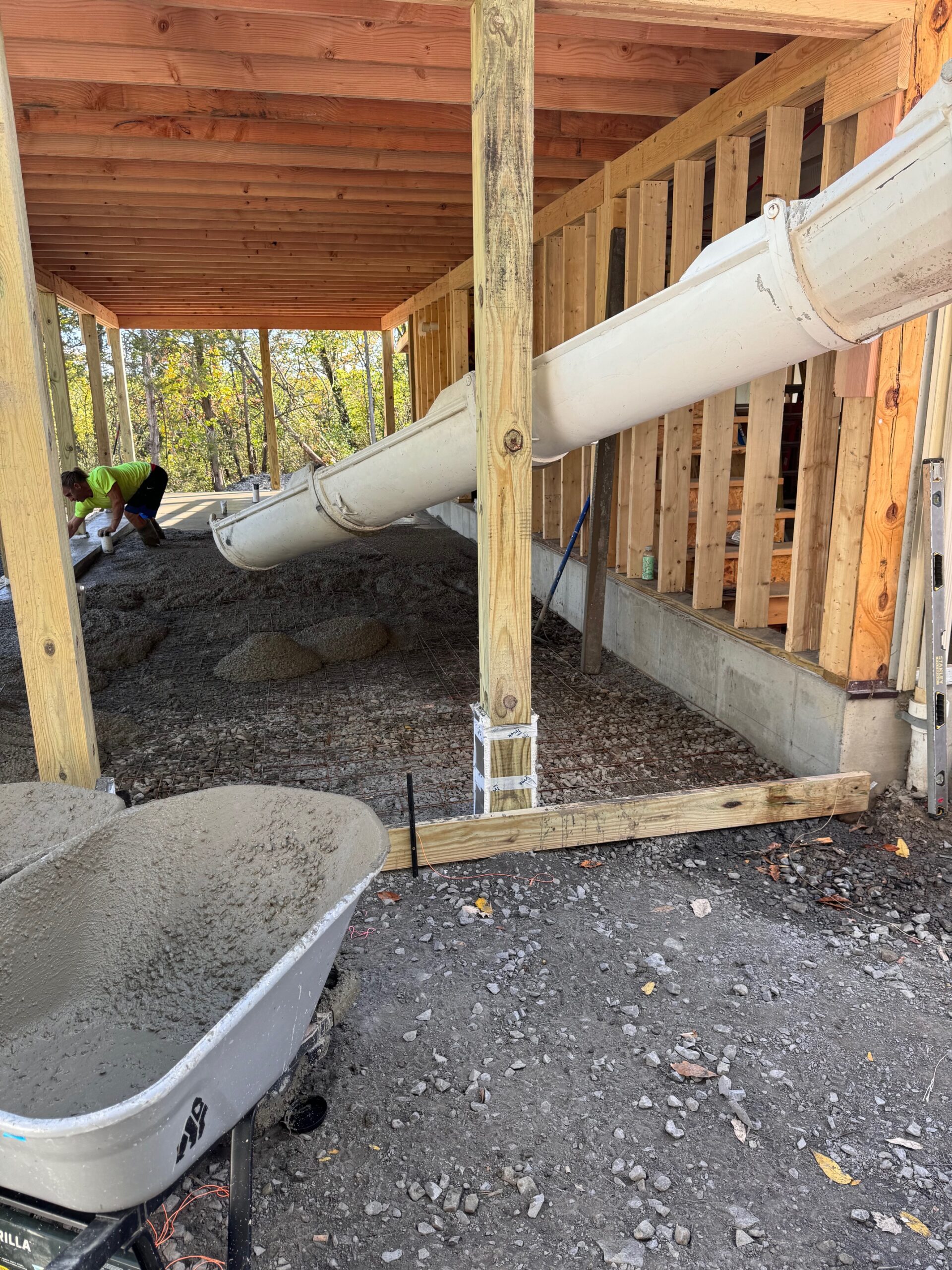 Exterior cladding, siding, and weatherproofing on the multi-family barndominium