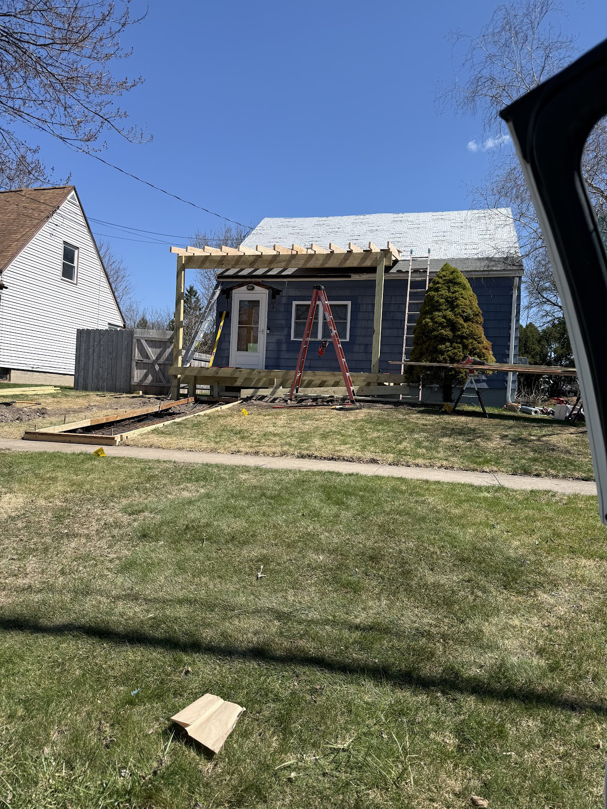 Structural framing and roof extension for a new residential covered porch in Auburn New York