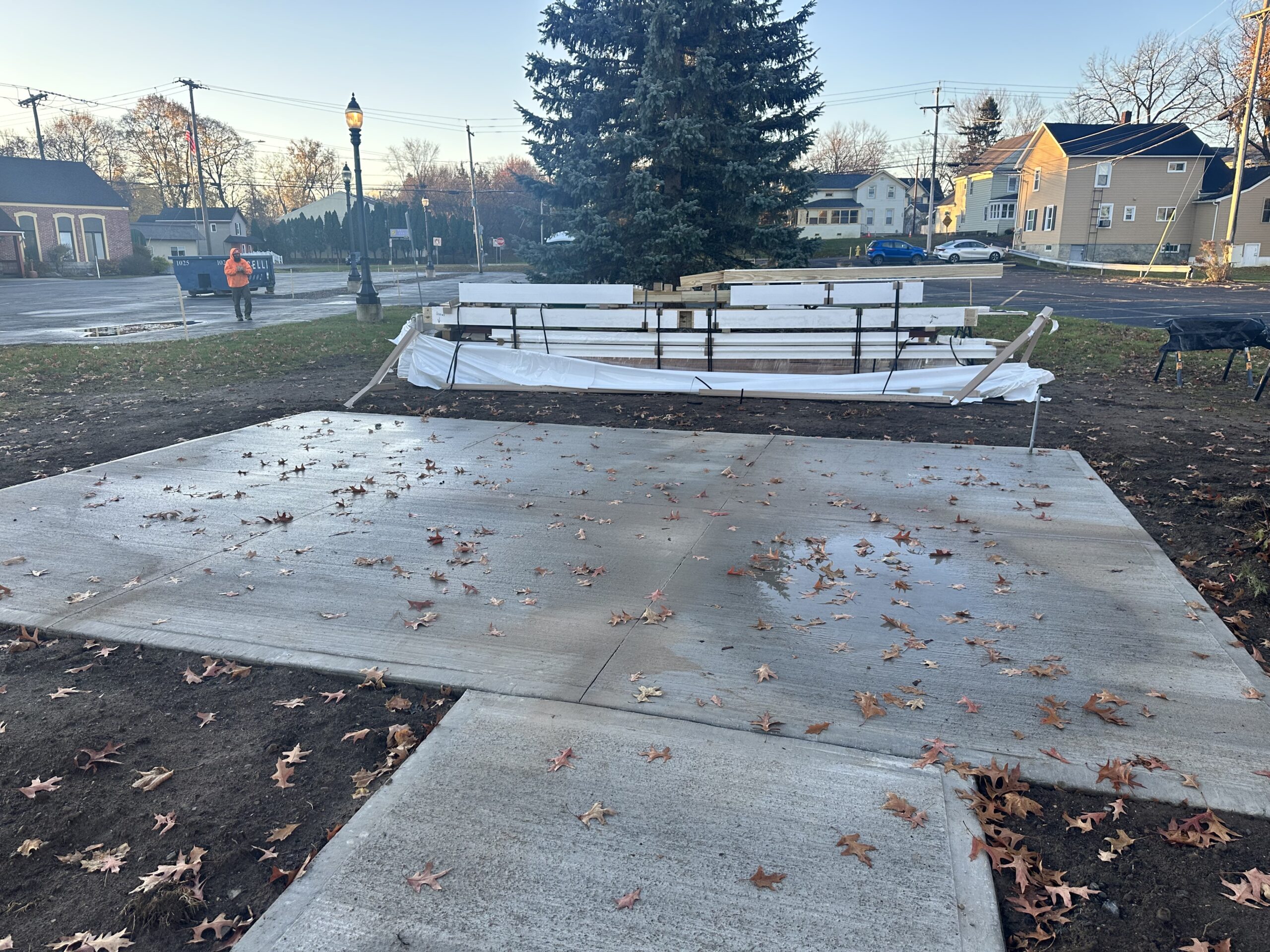 Empty site preparation prior to the commercial pavilion installation in Mattydale NY