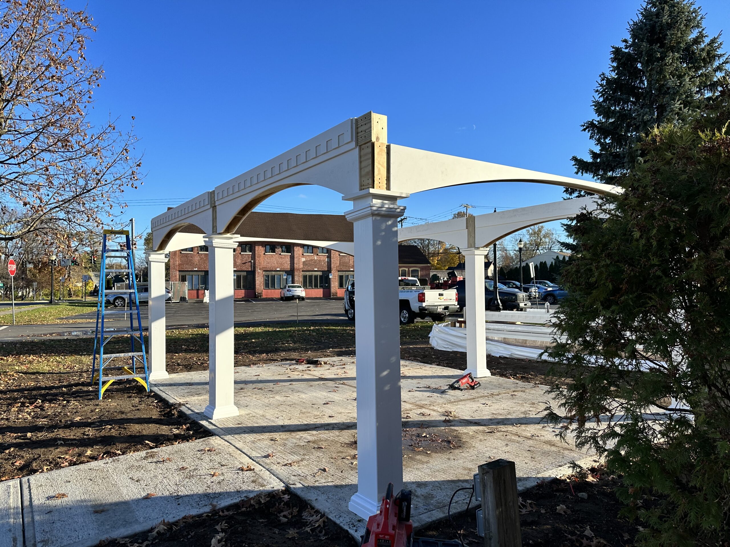 Construction progress of the commercial outdoor community space in Central New York