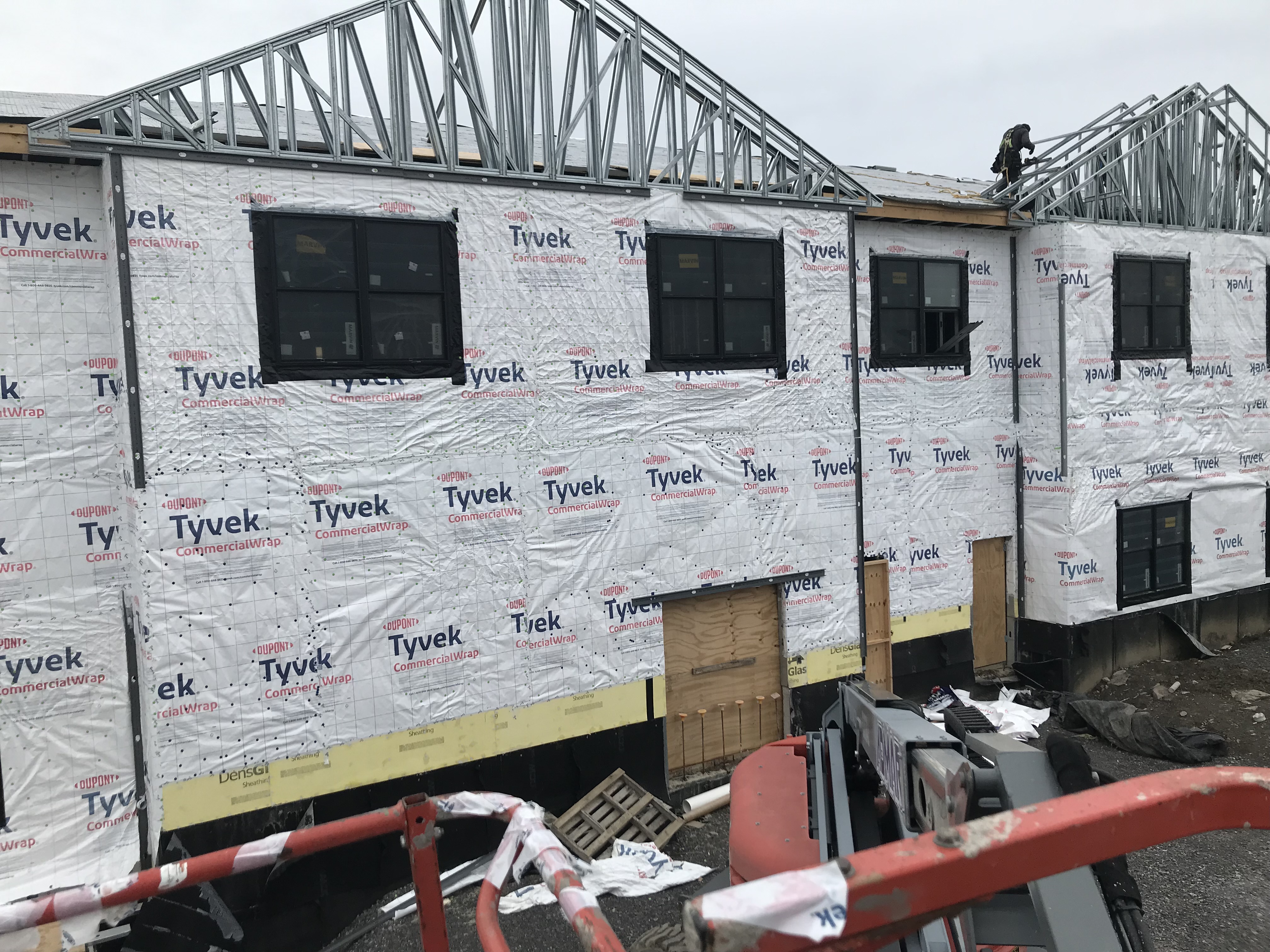Exterior view of new energy-efficient Marvin commercial windows in Skaneateles NY